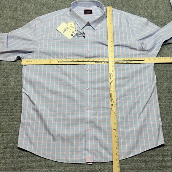 UNTUCKit Colmillos WF Shirt Mens 2XL Reg Fit Blue Pink Long Sleeve Button Up New - Picture 6 of 13